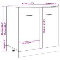 Produktbild för Underskåp för diskho åldrat trä 80x46x81,5 cm konstruerat trä