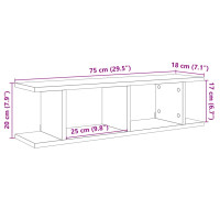 Produktbild för Vägghyllor 2 st åldrat trä 75x18x20 cm konstruerat trä