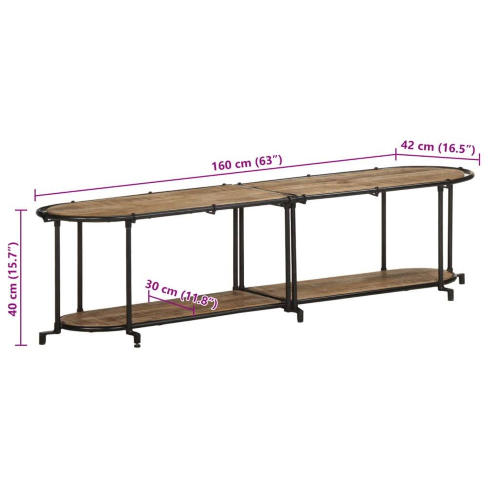 Produktbild för Tv-bänk 160x42x40 cm massivt grovt mangoträ