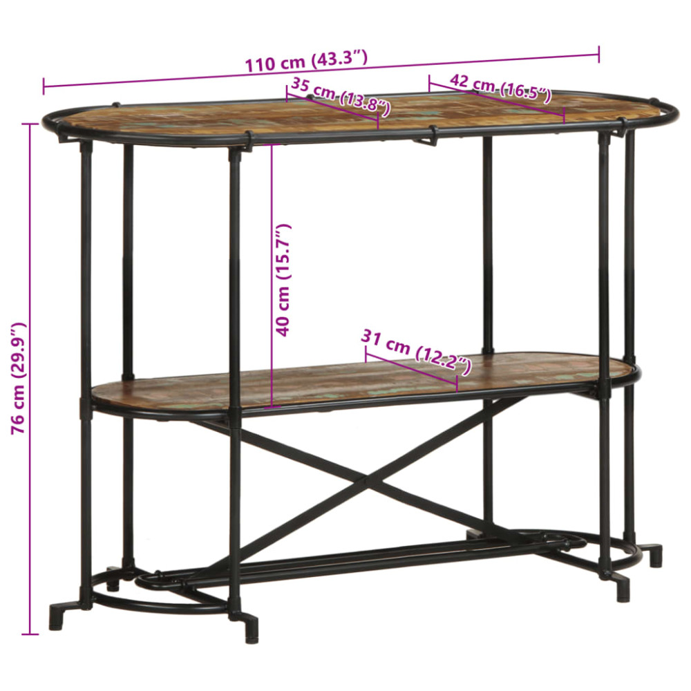 Produktbild för Konsolbord 110x42x76 cm massivt återvunnet trä