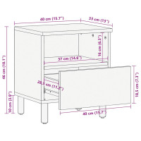 Produktbild för Sängbord 2 st svart 40x33x46 cm massivt grovt mangoträ