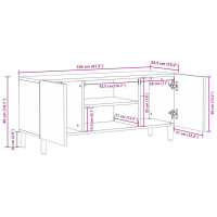 Produktbild för Tv-bänk svart 105x33,5x46 cm massivt grovt mangoträ
