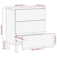 Produktbild för Sängbord svart 50x33x62 cm massivt grovt mangoträ