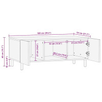 Produktbild för Soffbord svart 100x54x40 cm massivt grovt mangoträ