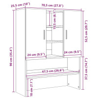 Produktbild för Tvättmaskinsskåp betonggrå 70,5x25,5x90 cm