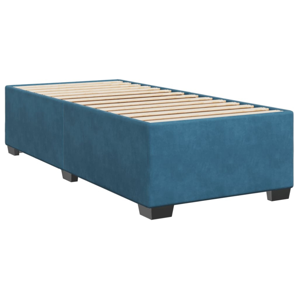 Produktbild för Ramsäng med madrass mörkblå 80x200 cm sammet