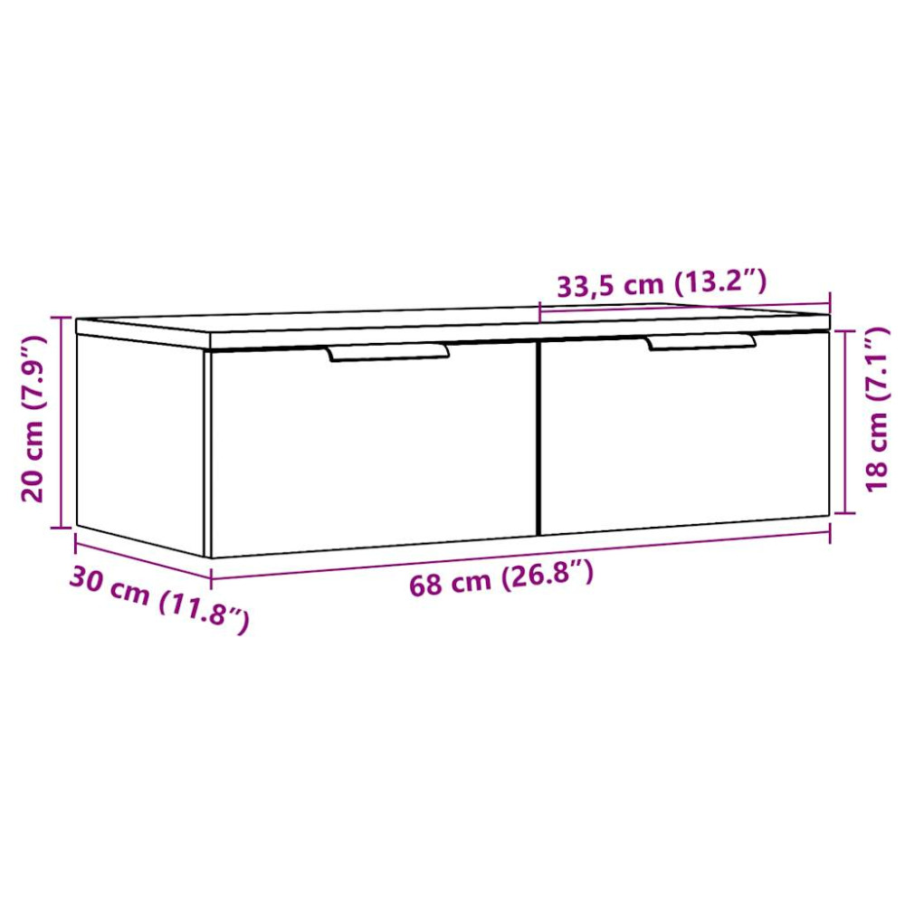 Produktbild för Väggskåp artisan ek 68x30x20 cm konstruerat trä