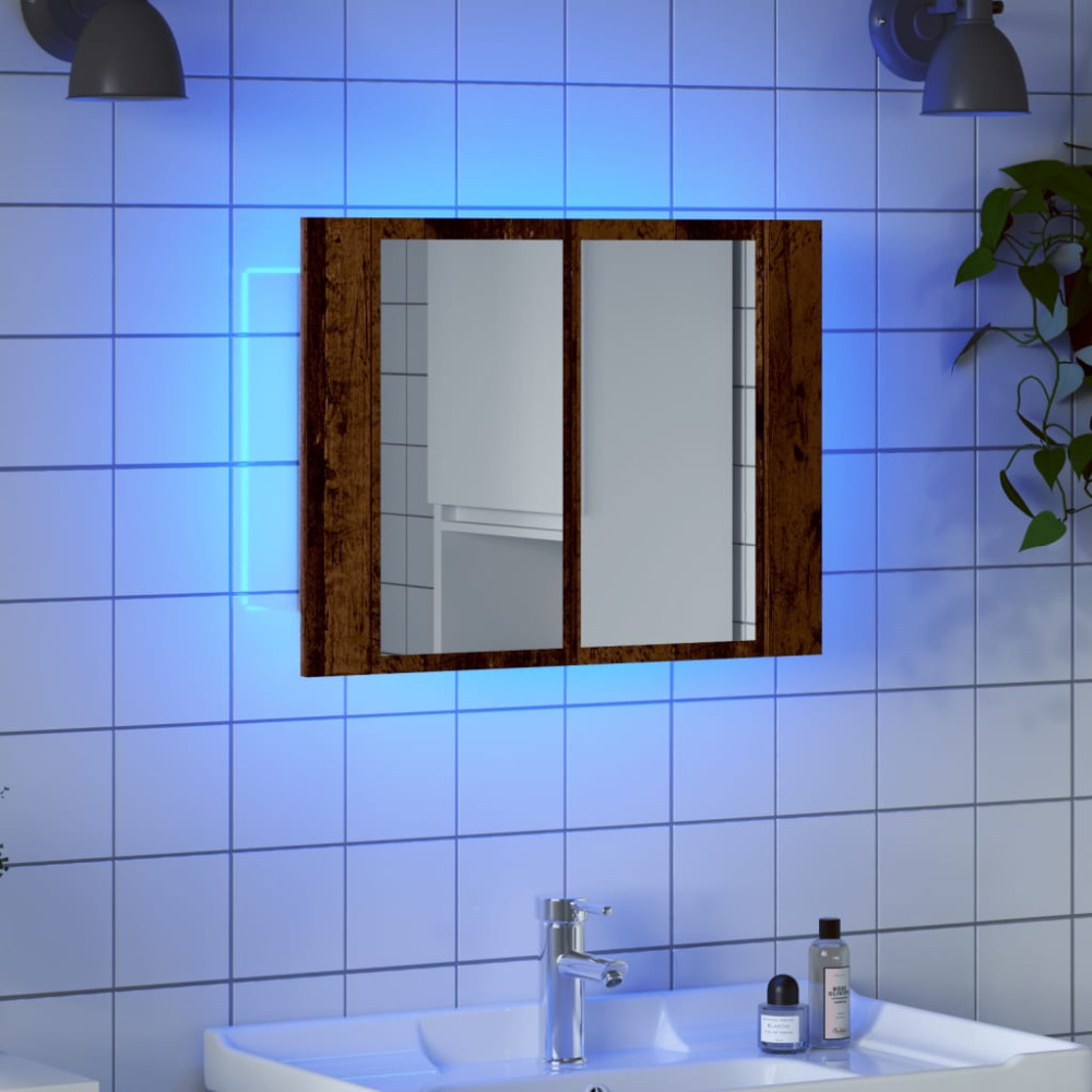Produktbild för Spegelskåp med LED åldrat trä 60x12x45 cm konstruerat trä
