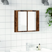 Produktbild för Spegelskåp med LED åldrat trä 60x12x45 cm konstruerat trä