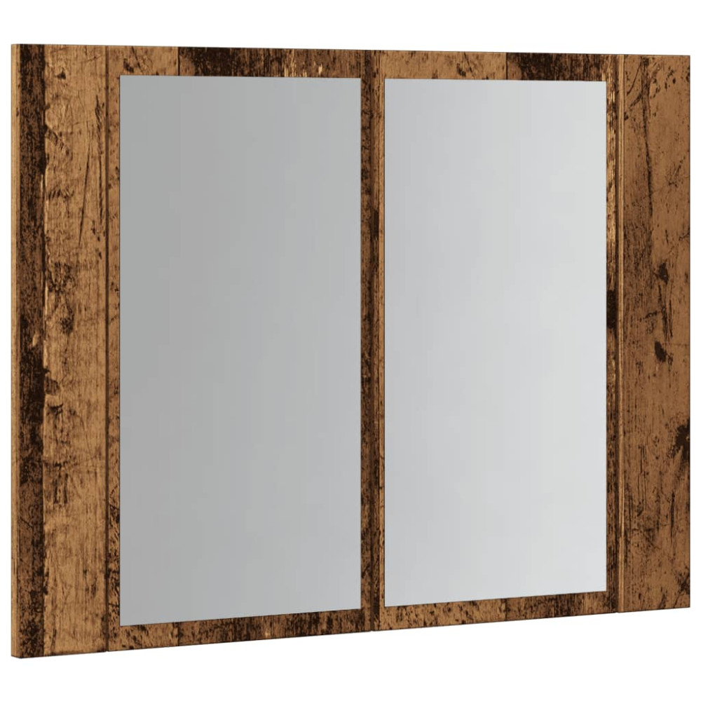 Produktbild för Spegelskåp med LED åldrat trä 60x12x45 cm konstruerat trä