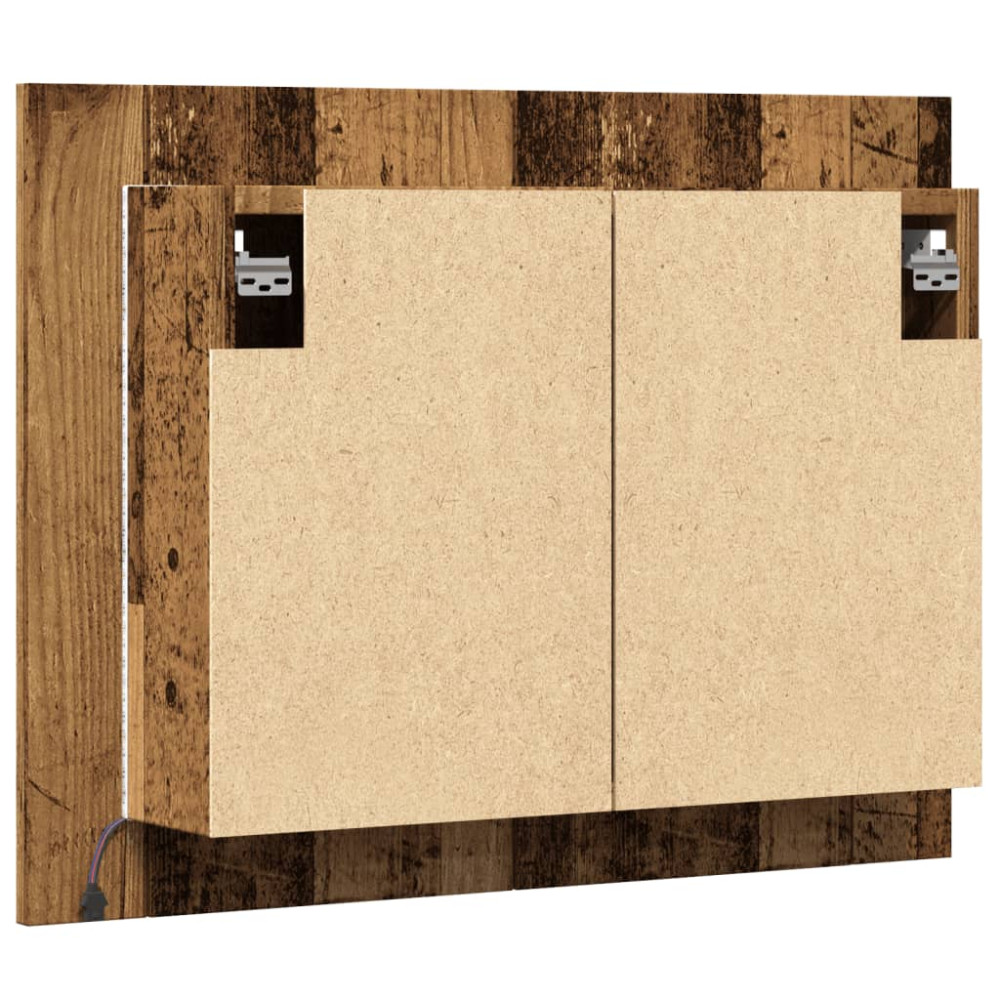 Produktbild för Spegelskåp med LED åldrat trä 60x12x45 cm konstruerat trä
