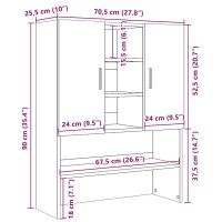 Produktbild för Tvättmaskinsskåp åldrat trä 70,5x25,5x90 cm