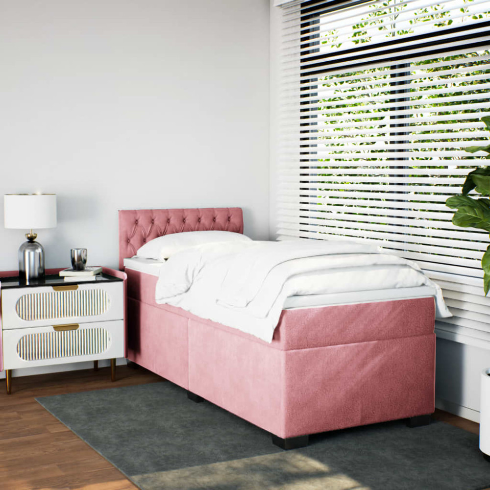 Produktbild för Ramsäng med madrass rosa 80x200 cm sammet