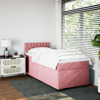 Produktbild för Ramsäng med madrass rosa 80x200 cm sammet