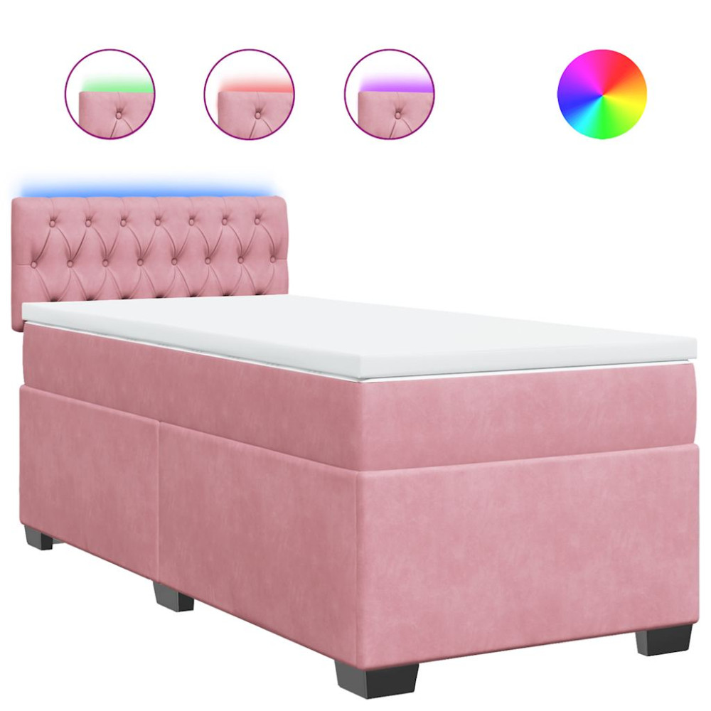 Produktbild för Ramsäng med madrass rosa 80x200 cm sammet
