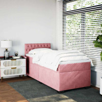 Produktbild för Ramsäng med madrass rosa 80x200 cm sammet