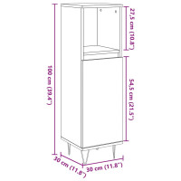 Produktbild för Badrumsskåp ek 30x30x100 cm konstruerat trä