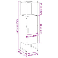 Produktbild för Badrumsskåp ek 33x33x120,5 cm konstruerat trä