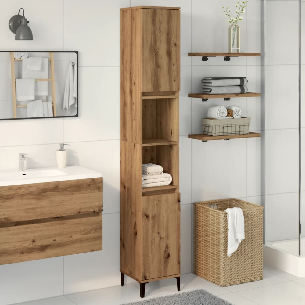 Produktbild för Badrumsskåp ek 30x30x190 cm konstruerat trä