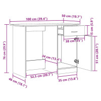 Produktbild för Skrivbord artisan ek 100x50x76 cm konstruerat trä