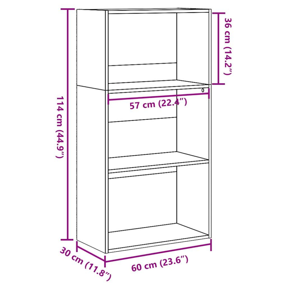 Produktbild för Bokhylla sonoma-ek 60x30x114 cm konstruerat trä