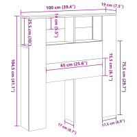 Produktbild för Sänggavel m förvaring ek 100x19x104,5 cm konstruerat trä