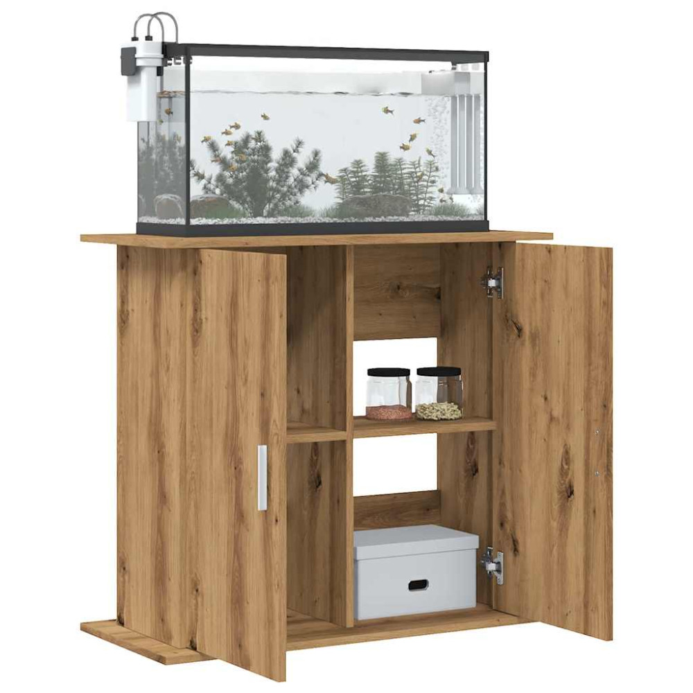 Produktbild för Akvariestativ hantverksmässig ek 81x36x73 cm konstruerat trä