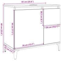 Produktbild för Tvättställsskåp betonggrå 65x33x60 cm konstruerat trä