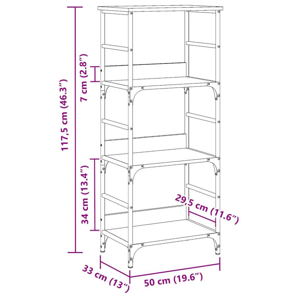 Produktbild för Bokhylla artisan ek 50x33x117,5 cm konstruerat trä