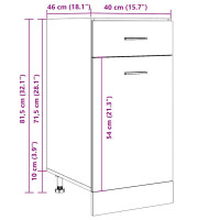 Produktbild för Underskåp med låda betonggrå 40x46x81,5 cm konstruerat trä