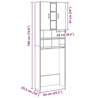 Produktbild för Tvättmaskinsskåp betonggrå 64x25,5x190 cm