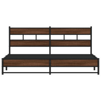 Produktbild för Sängram utan madrass metall brun ek 183x213 cm