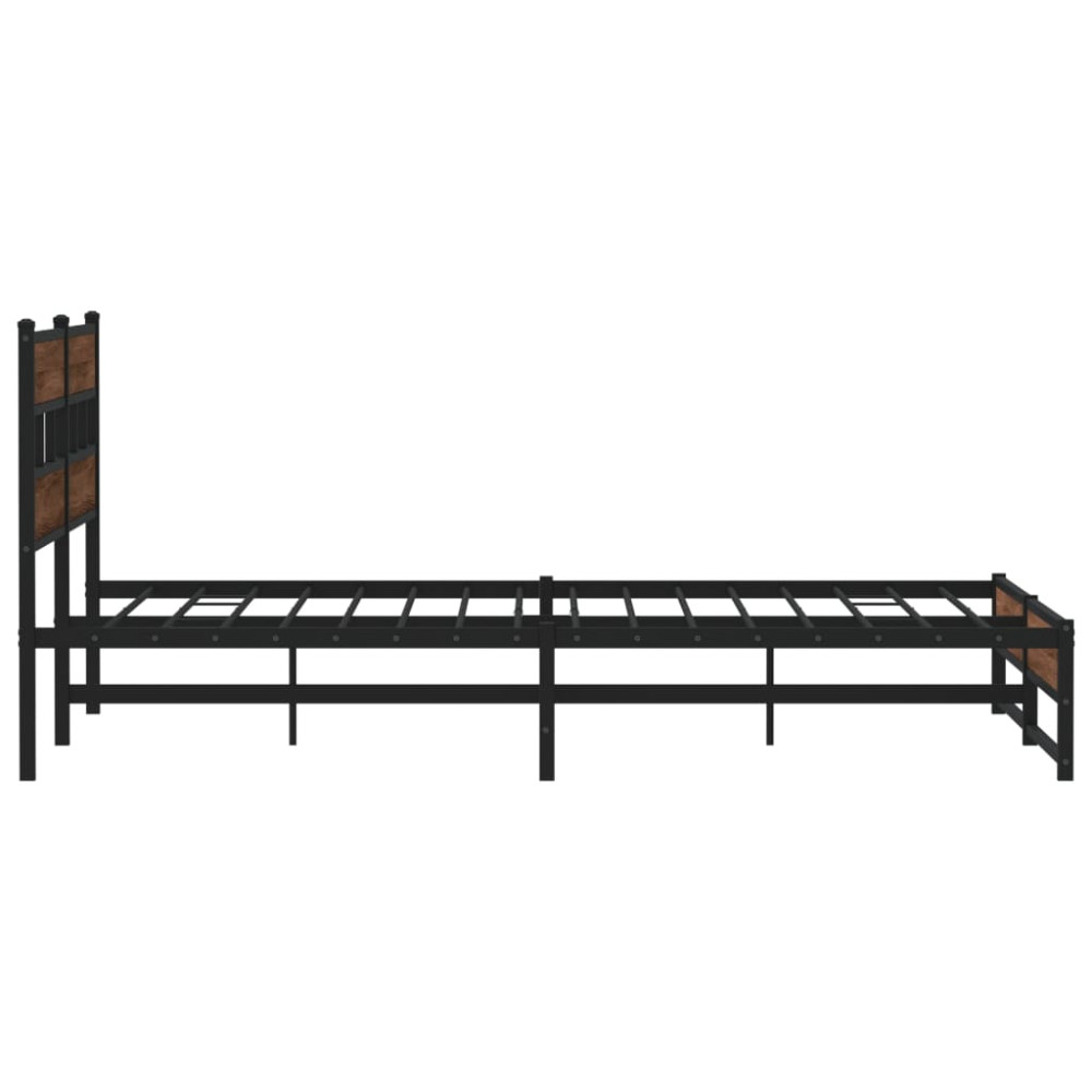 Produktbild för Sängram utan madrass metall brun ek 183x213 cm