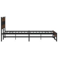 Produktbild för Sängram utan madrass metall brun ek 183x213 cm