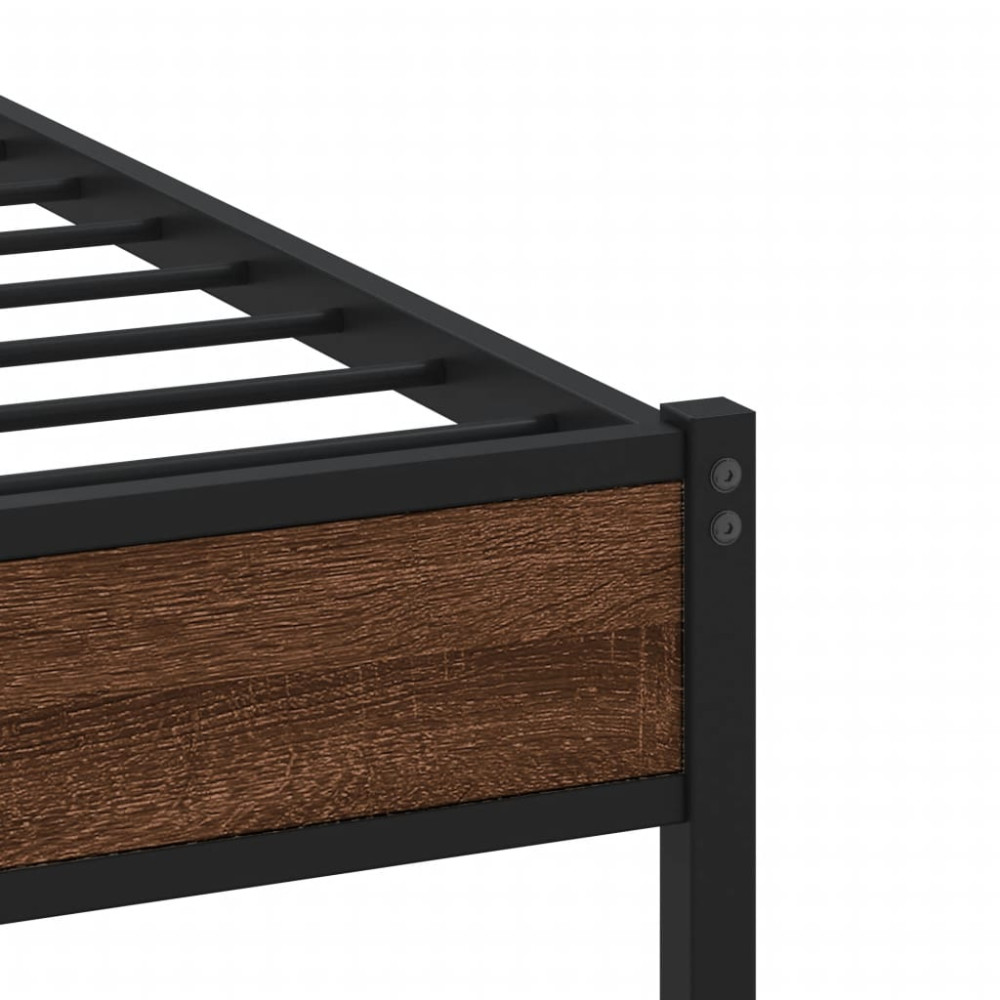 Produktbild för Sängram utan madrass metall brun ek 183x213 cm