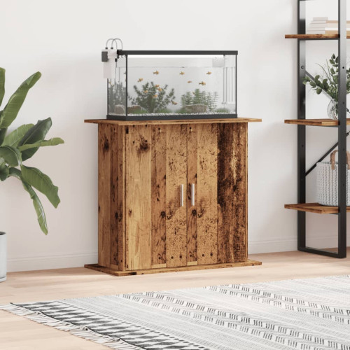 vidaXL Akvariebänk åldrat trä 81x36x73 cm konstruerat trä