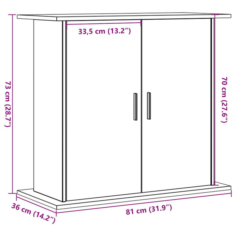 Produktbild för Akvariebänk åldrat trä 81x36x73 cm konstruerat trä