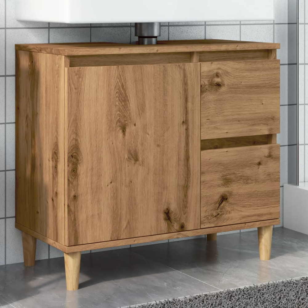 Produktbild för Tvättställsskåp ek 65x33x60 cm konstruerat trä