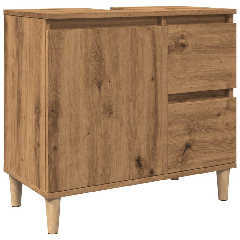 Produktbild för Tvättställsskåp ek 65x33x60 cm konstruerat trä