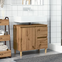 Produktbild för Tvättställsskåp ek 65x33x60 cm konstruerat trä
