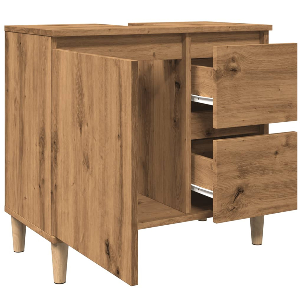 Produktbild för Tvättställsskåp ek 65x33x60 cm konstruerat trä