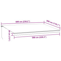 Produktbild för Markis manuellt infällbar antracit och vit 600x300 cm