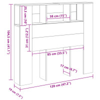 Produktbild för Sänggavel m förvaring åldrat trä 120x19x104,5cm konstruerat trä