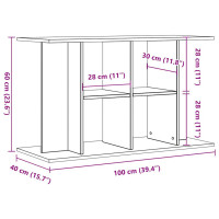 Produktbild för Akvariebänk åldrat trä 100x40x60 cm konstruerat trä