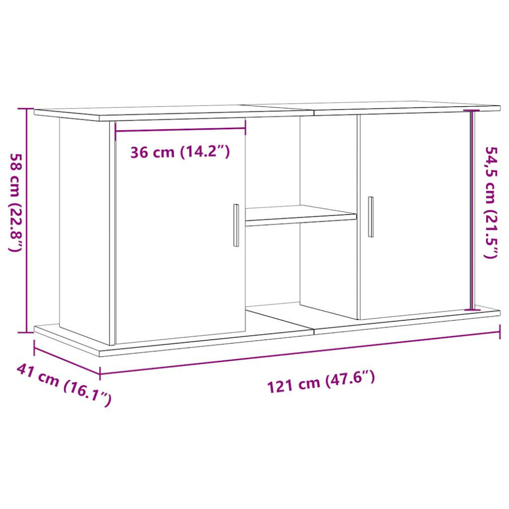 Produktbild för Akvariestativ hantverksmässig ek 121x41x58 cm konstruerat trä