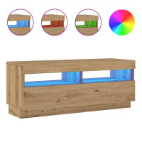 Produktbild för TV-bänk med LED-lampor artisan ek 100x35x40 cm konstruerat trä