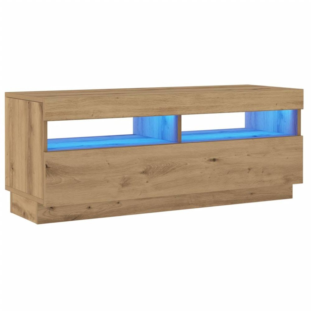 Produktbild för TV-bänk med LED-lampor artisan ek 100x35x40 cm konstruerat trä