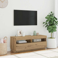 Produktbild för TV-bänk med LED-lampor artisan ek 100x35x40 cm konstruerat trä