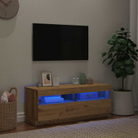 Produktbild för TV-bänk med LED-lampor artisan ek 100x35x40 cm konstruerat trä