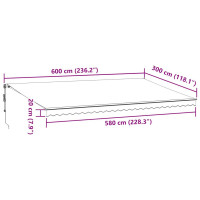 Produktbild för Markis automatiskt infällbar antracit och vit 600x300 cm